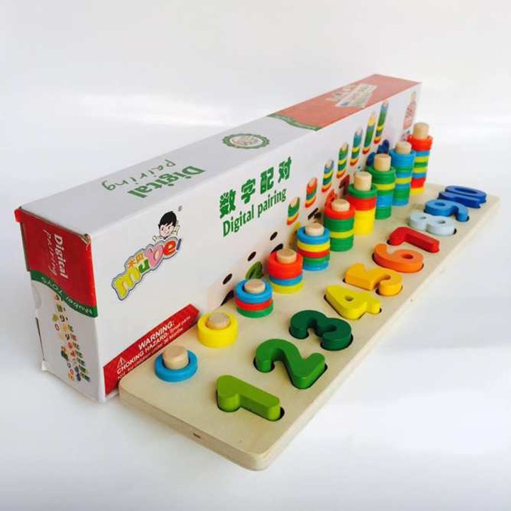Bộ đồ chơi học đếm bậc thang 10 cột tính bằng gỗ cho bé