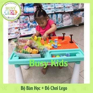 Bàn Học + Bộ Đồ Chơi Lego Xếp Hình Cho Bé