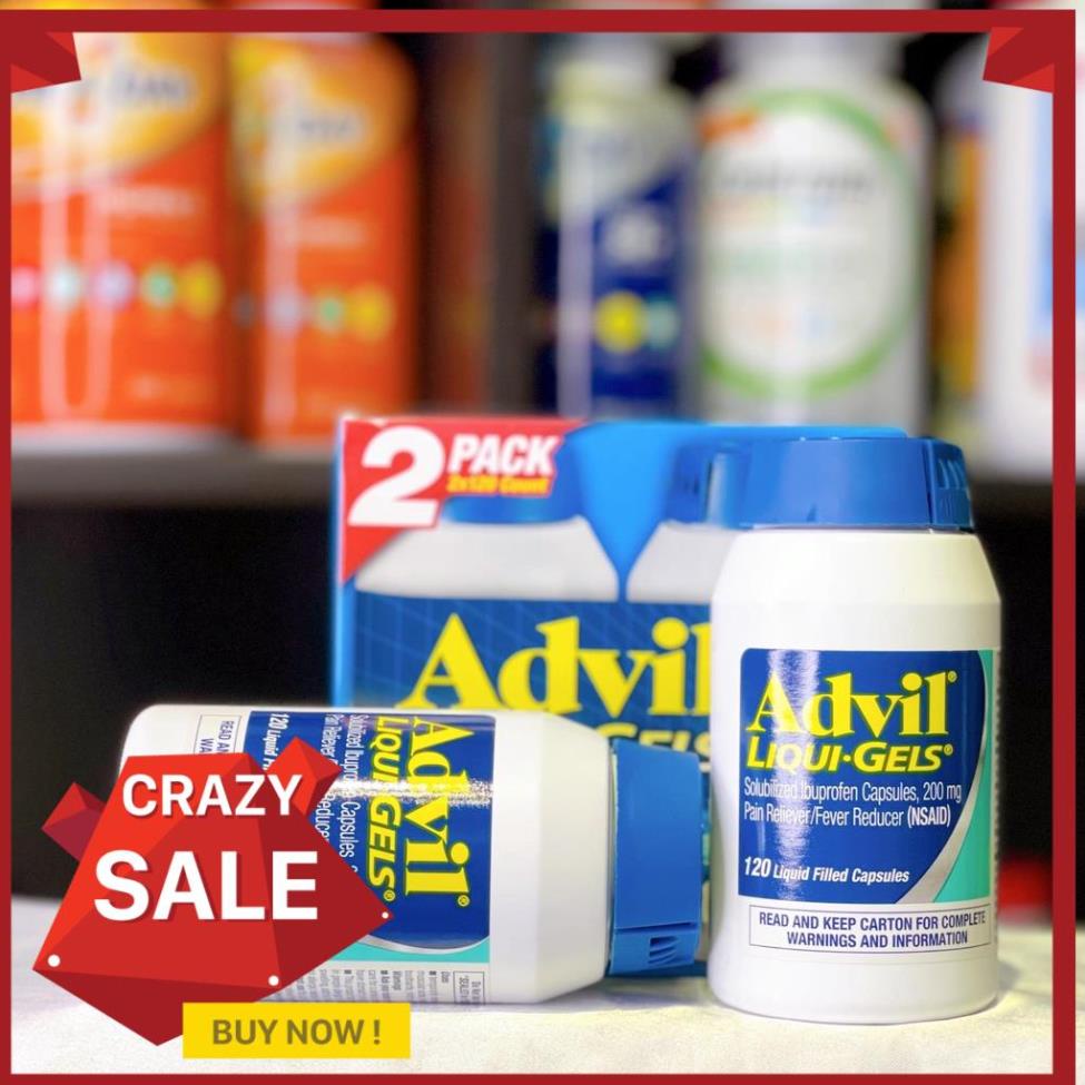 Viên uống ADVIL LIQUI GELS - VIÊN GEL HẤP THỤ NHANH CHÓNG (120 viên x 2 hộp)