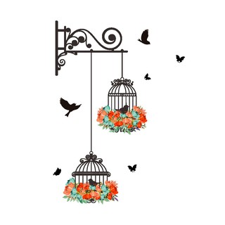 Giấy Decal Dán Tường Họa Tiết Hoa Và Lồng Chim