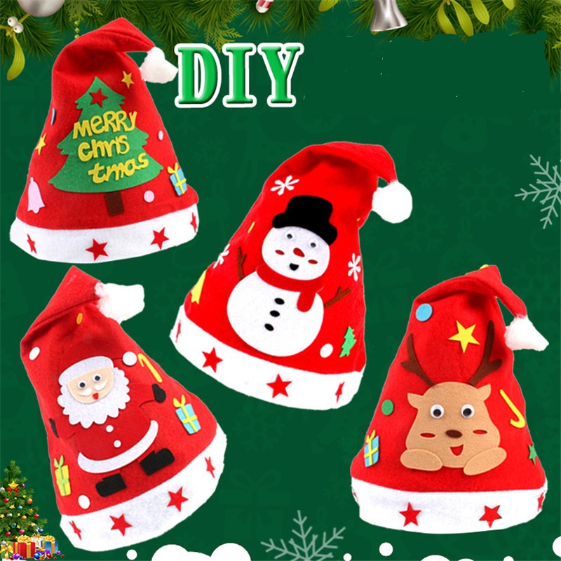 Mũ/ nón Noen giáng sinh dành cho bé tự trang trí, dán hình
