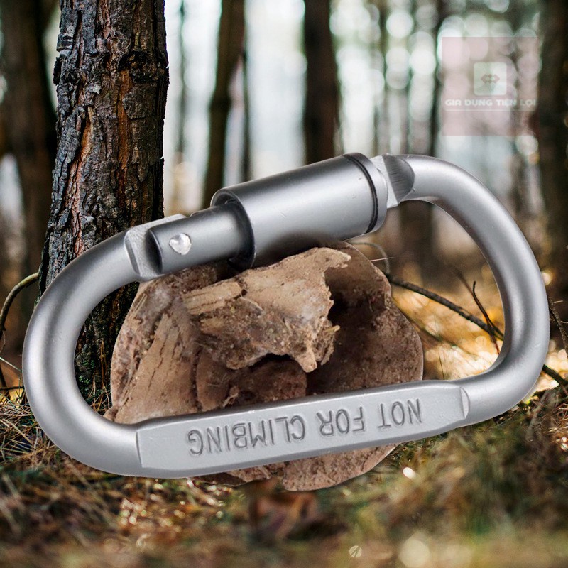 Móc Đa Năng Móc Khóa Nhôm Đi Phượt Carabiner Chữ D Khoá Xoay 8cm