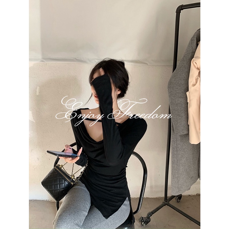 Enjoy Freedom Áo Thun Tay Dài Thiết Kế Mới Thời Trang Mùa Thu Đông 2022 Dành Cho Nữ