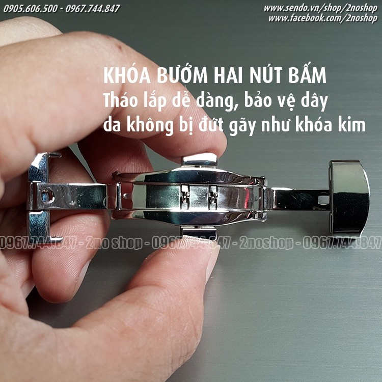 Khóa bướm hai nút bấm inox không gỉ 16mm,18mm,20mm,22mm - Mã số: K1601