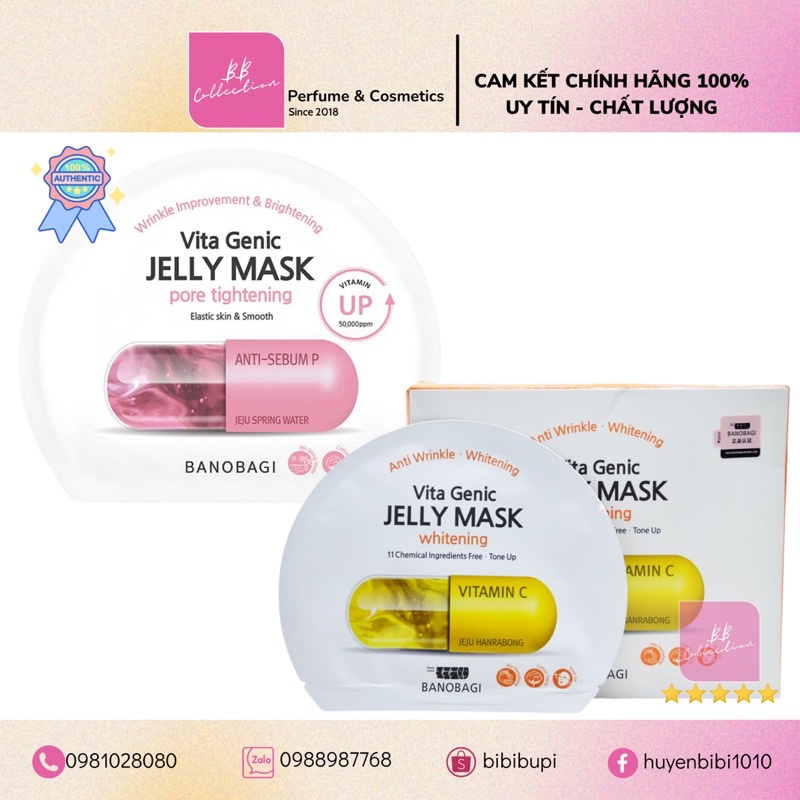 [Hộp 10 miếng] Mặt Nạ Vita Genic Banobagi Jelly Mask