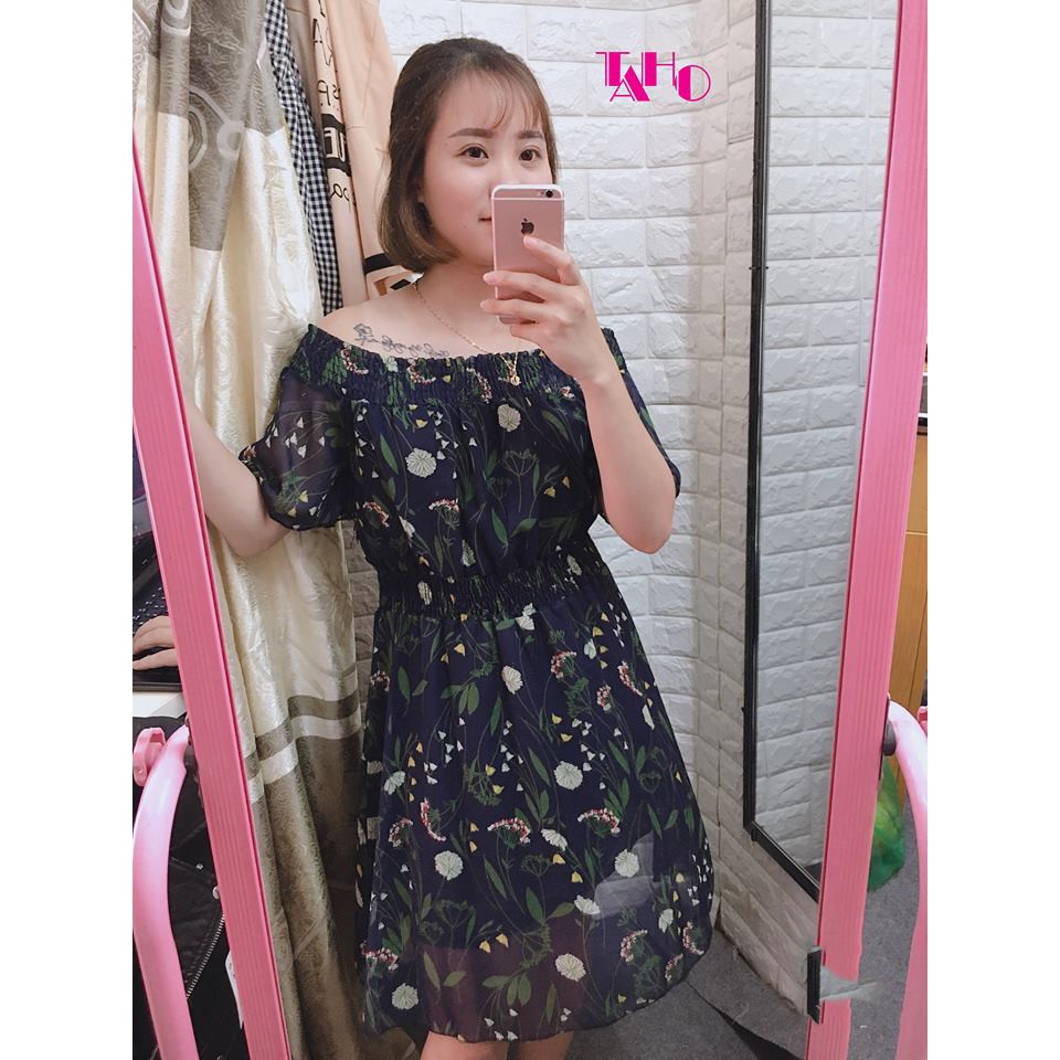 VÁY VOAN HOA LỤA (ảnh thật chụp tại shop)