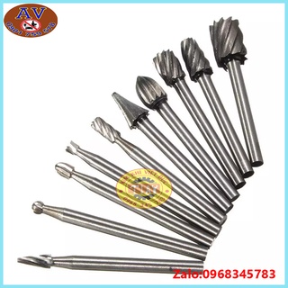 Bộ 10 mũi khắc, mài, làm lũa HSS cao cấp