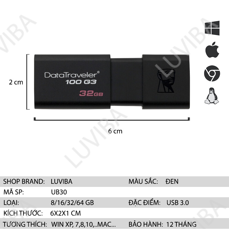 USB 3 0 32gb 64gb 128gb 256gb máy tính laptop mini KINGTON LUVIBA UB30