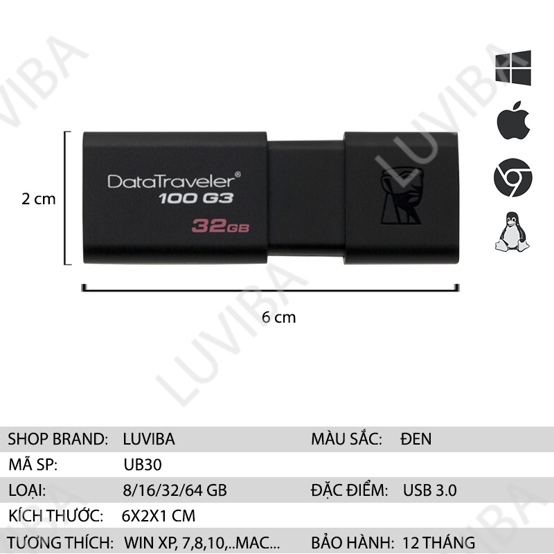 USB 3 0 32gb 64gb 128gb 256gb máy tính laptop mini KINGTON LUVIBA UB30 | BigBuy360 - bigbuy360.vn