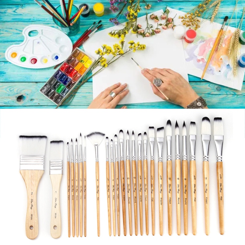 Set 24 Cọ Vẽ Tranh Chuyên Dụng Cho Người Mới Bắt Đầu