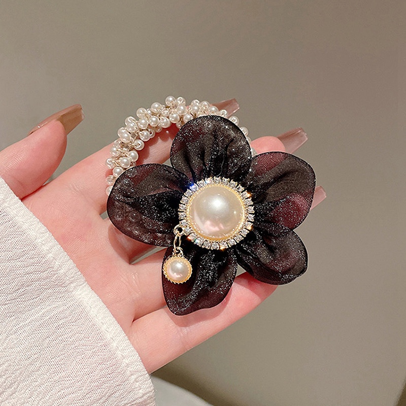 Dây Cột Tóc Hình Hoa Đính Ngọc Trai Nhân Tạo Thời Trang