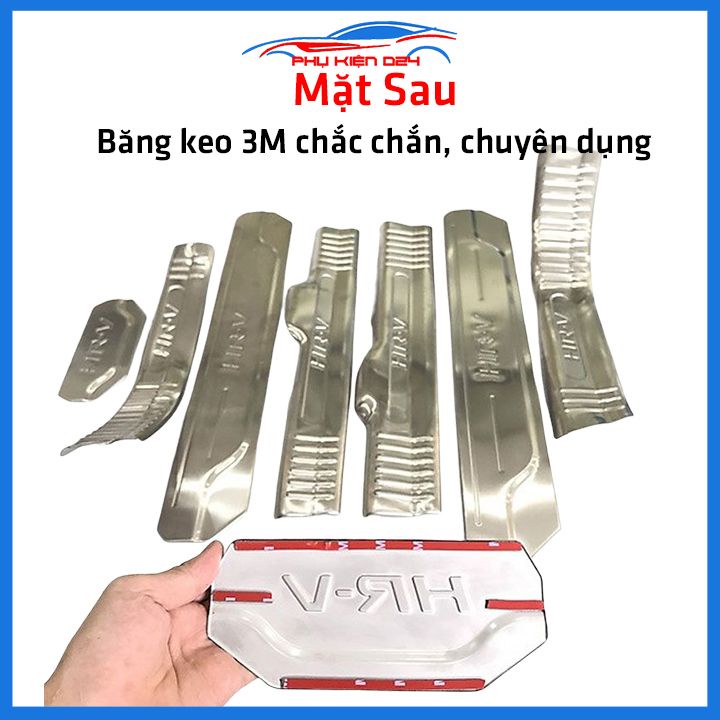 Bộ ốp bậc cửa trong ngoài nẹp bước chân HRV, HR-V 2018-2019-2020-2021-2022 Inox chống trầy trang trí xe