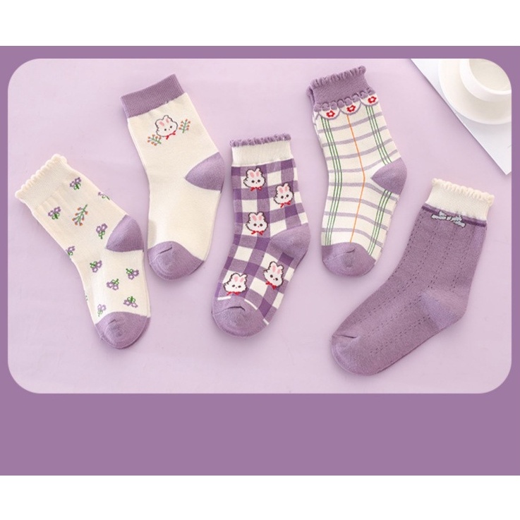 Vớ Cho Bé Gái (Set 5 Đôi) - Tất Cho Bé Gái Bé Trai - Thoáng Khí Mềm Mịn