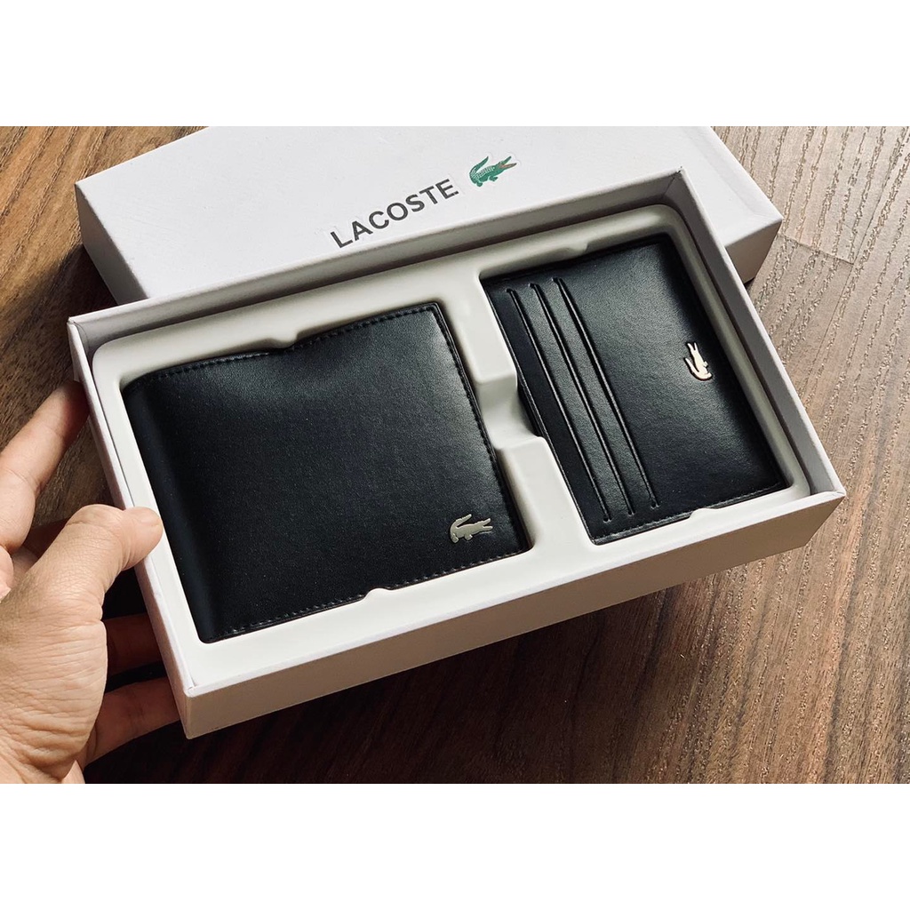Ví Lacoste trơn kẹp thẻ