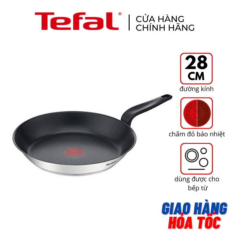 Chảo chiên inox 28cm chống dính đế từ đáy cạn Tefal Primary E3090604- Hàng chính hãng