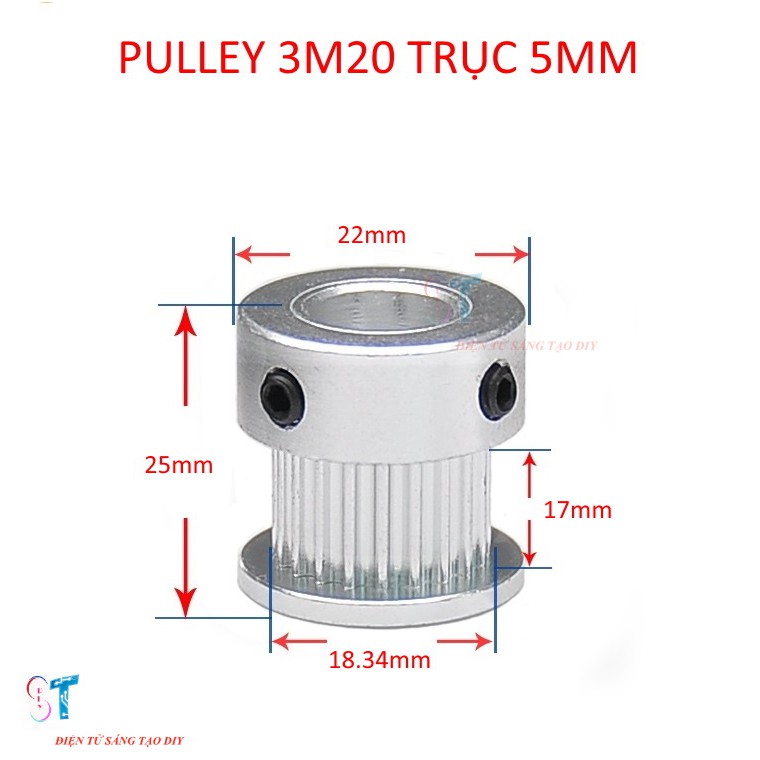 Puly Căng Đai 3M 20 răng Bản Rộng Đai 17mm