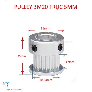 Pulley Bánh Răng Nhôm 3M 20 Răng Bản Rộng Đai 16mm