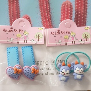 SET 2 CỘT TÓC+2 KẸP BẤM TÓC CHO BÉ GÁI NHÁM