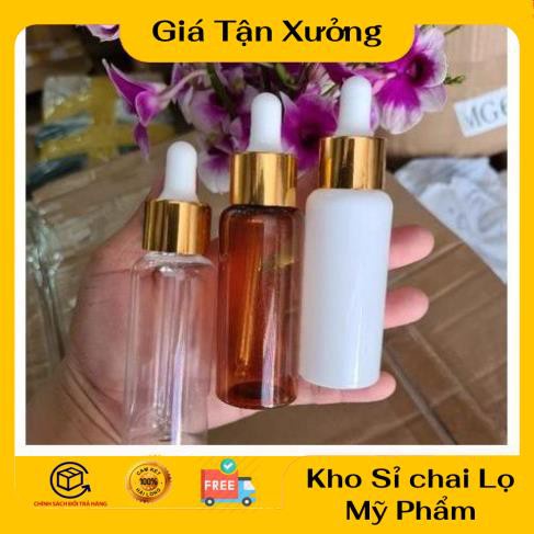 Lọ Chiết Serum ❤ TRÙM SỈ ❤ [30ml,50ml,100ml] Chai nhựa pet đựng tinh dầu bóp giọt Khoen vàng chiết mỹ phẩm .