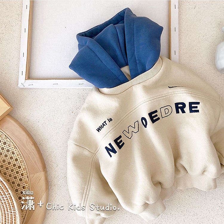 Áo hoodie dài tay dày dặn giữ ấm phong cách Hàn Quốc mới cho bé