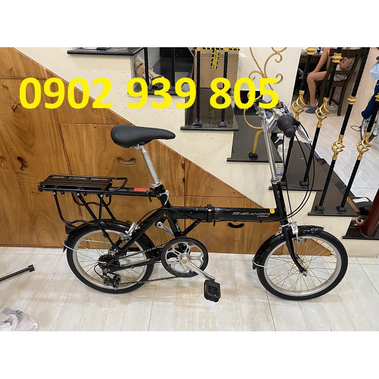 Xe đạp Nhật bãi zin gấp khung sườn nhôm SNEAKER bánh 18 inch 6 tốc độ
