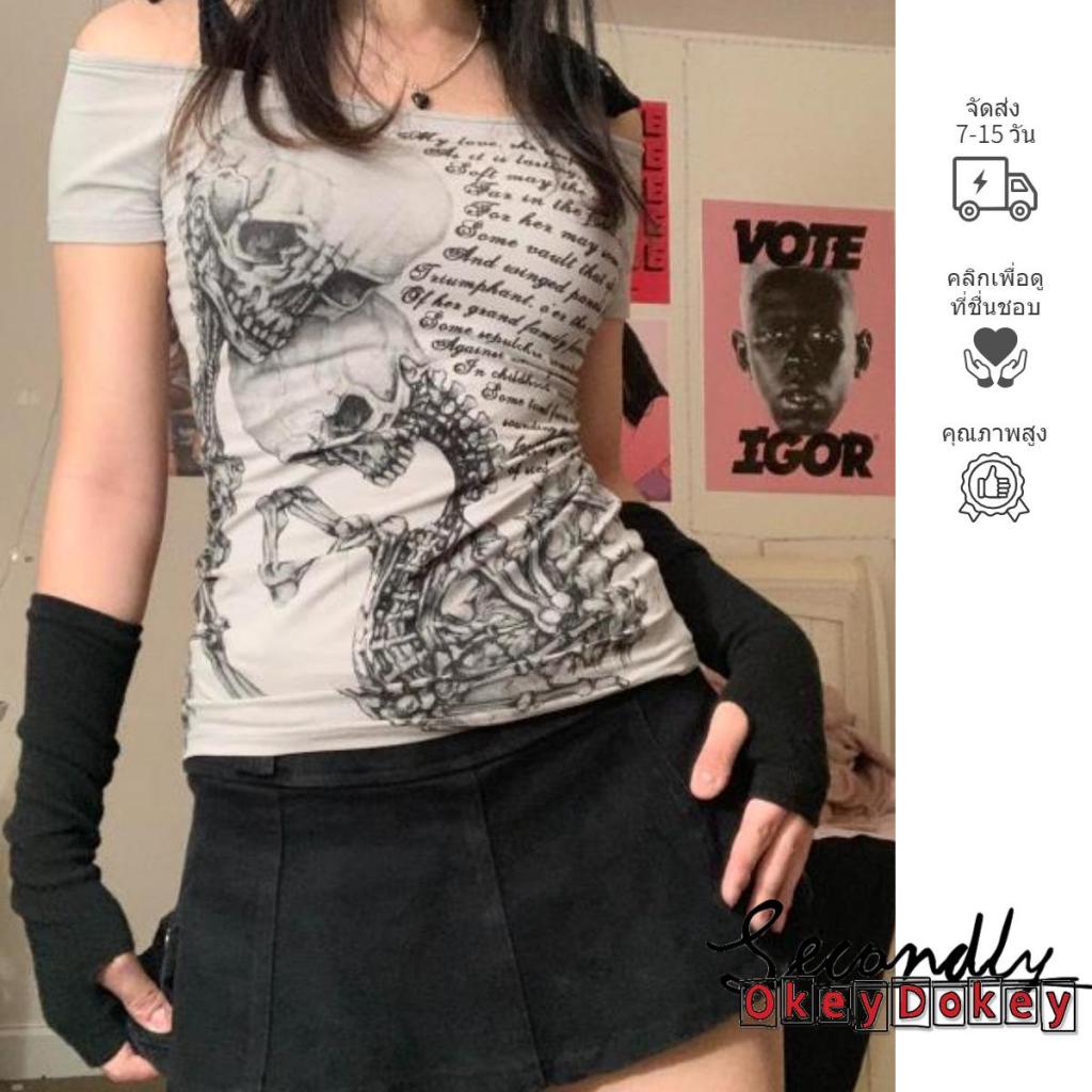 Áo Thun Trễ Vai In Chữ ODokey-Y2K Thời Trang