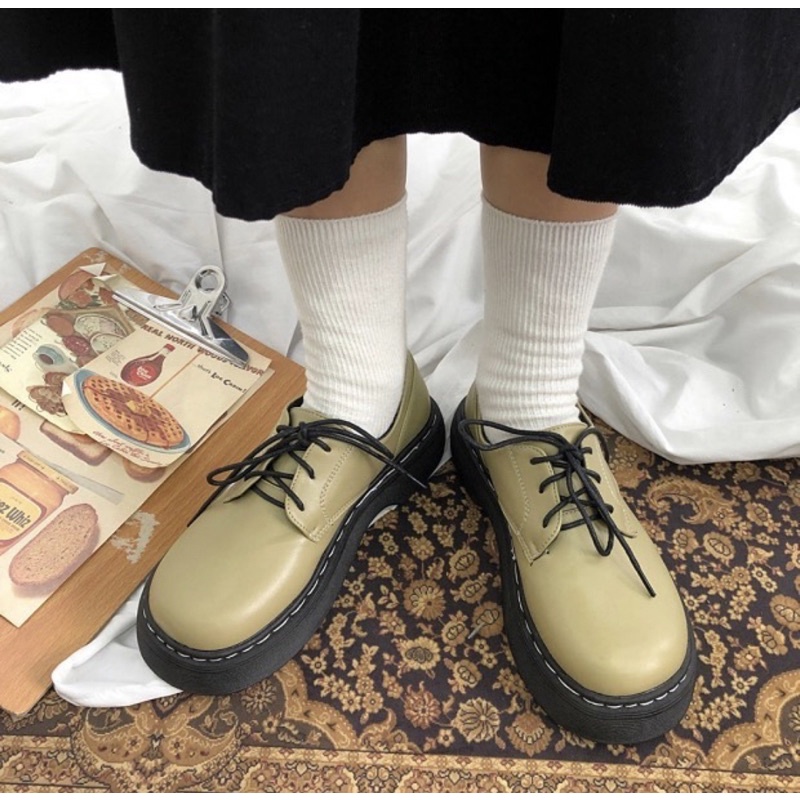 Giày oxford vintage da PU dáng Dr Martens đế cao Yannie lolita