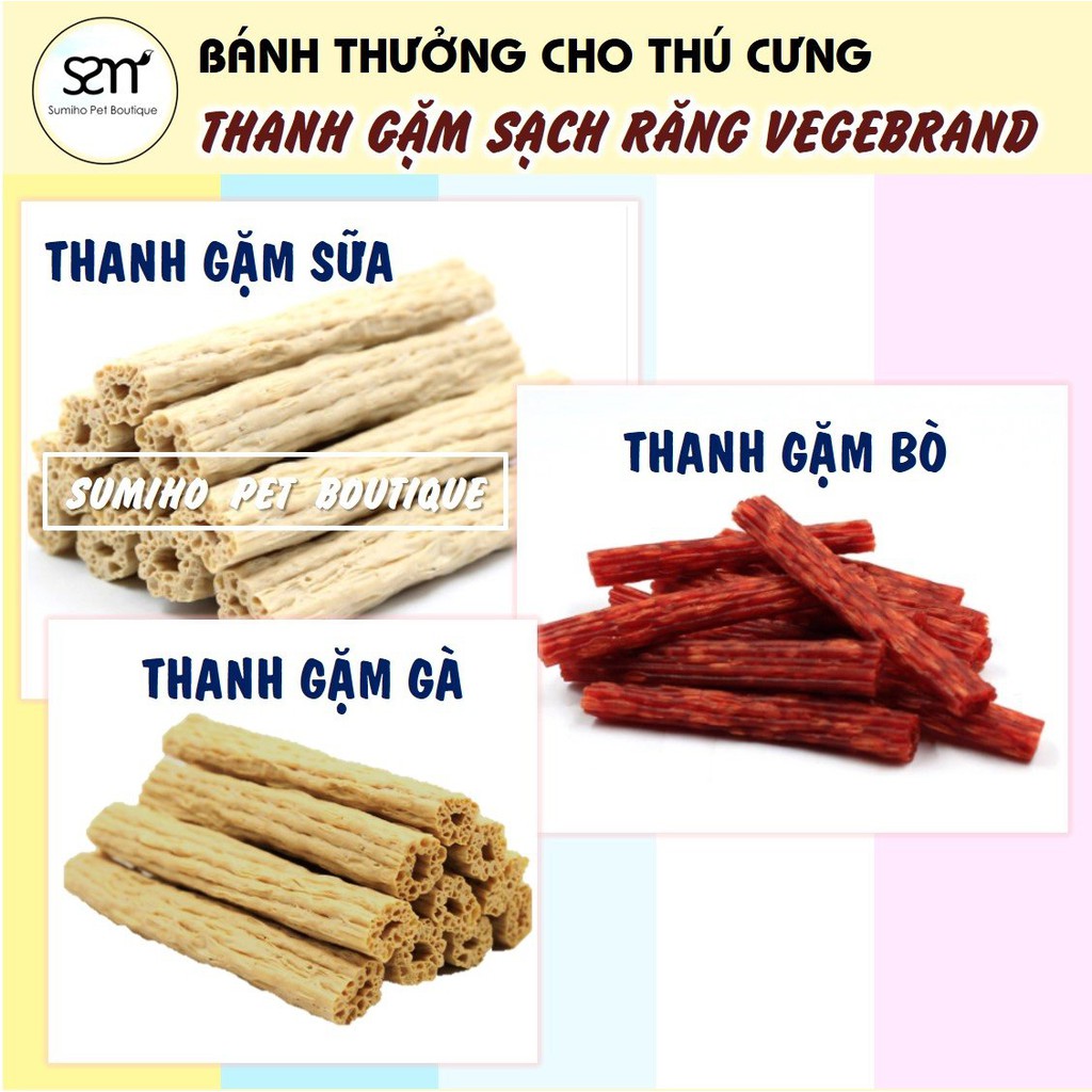 Xương gặm sạch răng Vegebrand (20gr/cây) 3 vị bò/gà/sữa - Bánh thưởng cho chó