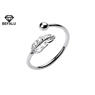 Nhẫn nữ bạc 925 phong cách hàn quốc hình lông vũ befalu - n17