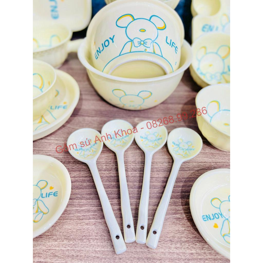 Bát Đĩa Gốm Sứ Decor, Bát Ăn Cơm, Bát Ăn Chè, Chén Dĩa Dễ Thương  Bộ Bát Đĩa Gấu Vàng Xanh Xinh Yêu Gomsudecor21