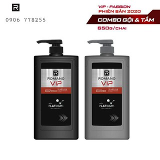 [MỚI] Combo Dầu gội và Sữa tắm cao cấp Romano Vip Passion sang trọng cuốn hút 650g/chai