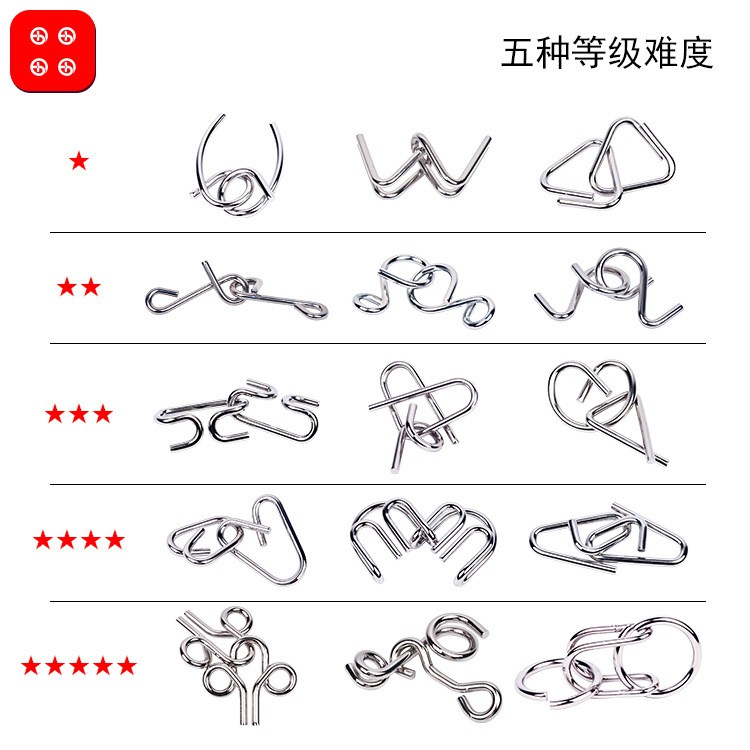 Đồ chơi trí tuệ tháo lắp vòng sắt 15 IN 1 - Thử thách trí não- Trò chơi trí tuệ nhật bản