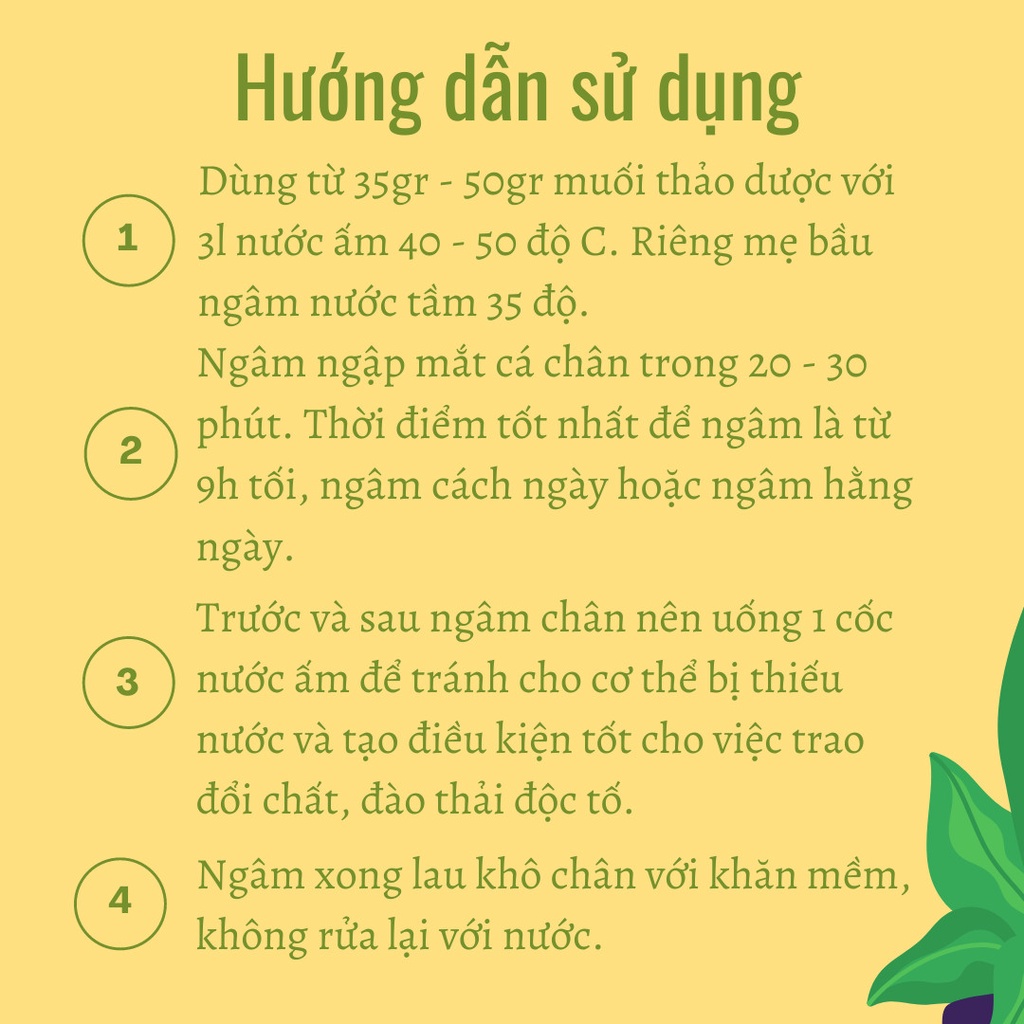 Muối ngâm chân, thảo dược ngâm chân giảm hôi chân, mất ngủ, tê mỏi chân tay.