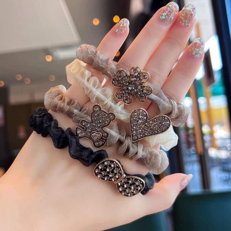 SET 10 DÂY BUỘC TÓC BÁNH BÈO CAO CẤP