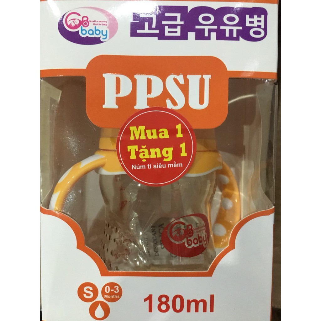 Bình Sữa GB-BABY Cổ Rộng PPSU 180ml Tặng Kèm Núm Ti