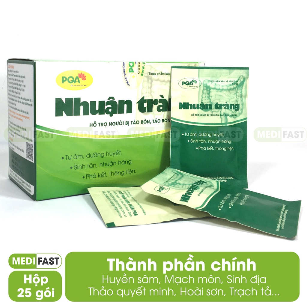 PQA Nhuận Tràng - Giảm tình trạng táo bón, ăn không tiêu, chướng bụng - Dùng được cho người tiểu đường - Hộp 25 gói