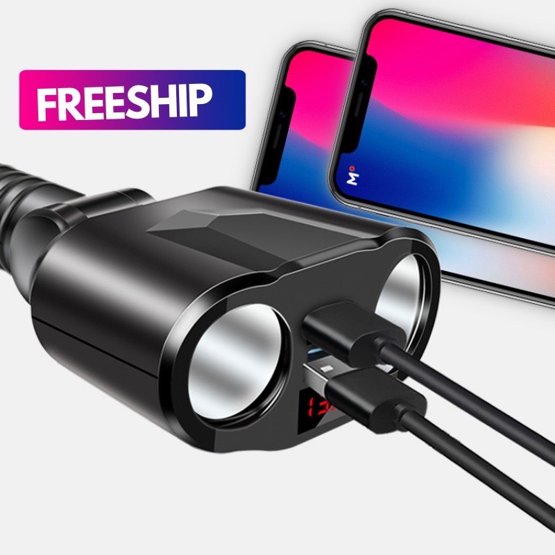 Tẩu Sạc Ô Tô, Tẩu 4 Ổ Tiện Lợi, Sạc Nhanh IKA.HOME