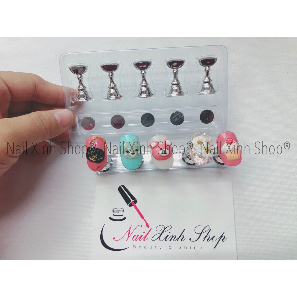 Set 5 đế gắn móng giả tập sơn vẽ nail. trang trí móng (giá đỡ móng giả tập vẽ nail)