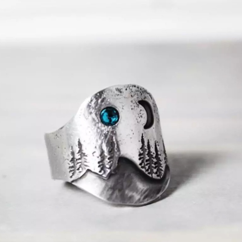 Fashion Silver Natural Mountain Ring Party Wedding Ring Women's Classic Bohemian