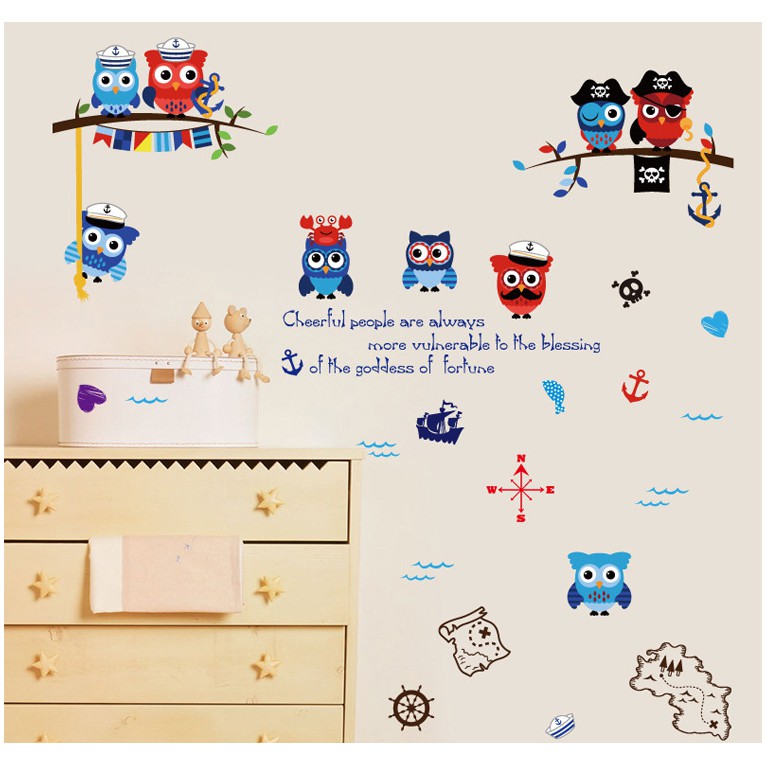 Decal trang trí cú mèo dễ thương