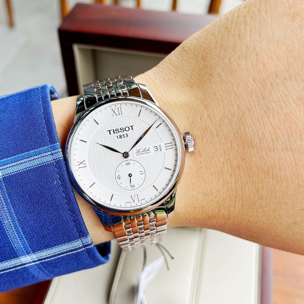 Đồng hồ Nam chính hãng Tiissot 1853 Le Locle Automatic T006.428.11.038.01 Size 40,Mặt trắng,Lịch-Máy cơ-Dây kim loại