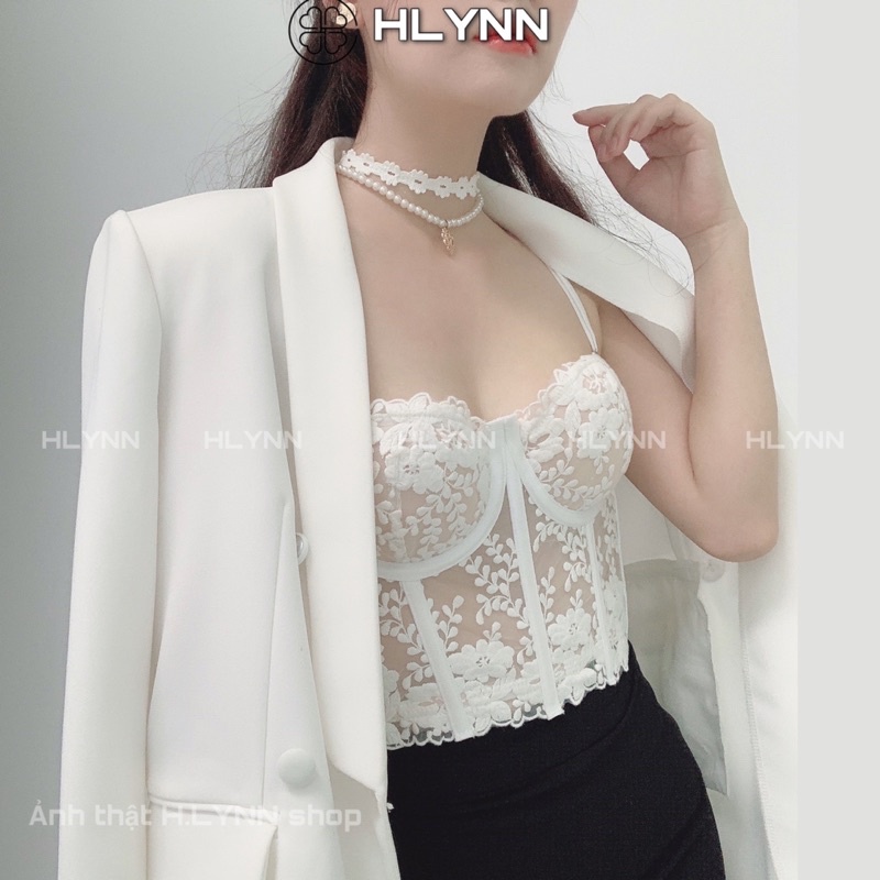 Áo corset ren thêu hoa có gọng mút m153