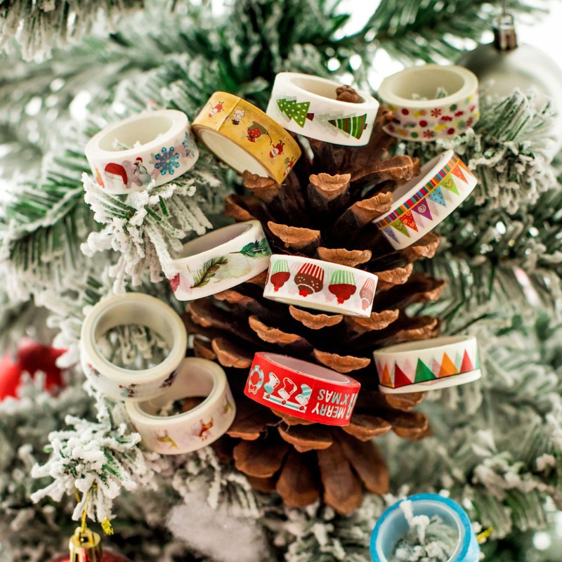 Bộ 12 Cuộn Băng Keo Dán Trang Trí Sổ Tay DIY Chủ Đề Giáng Sinh