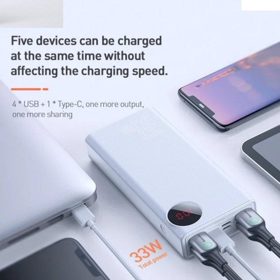 Pin dự phòng sạc nhanh Baseus Mulight PD/QC 3.0 Quick Charge 30,000mAh cho Smartphone/ Tablet/ Macbook  LV406