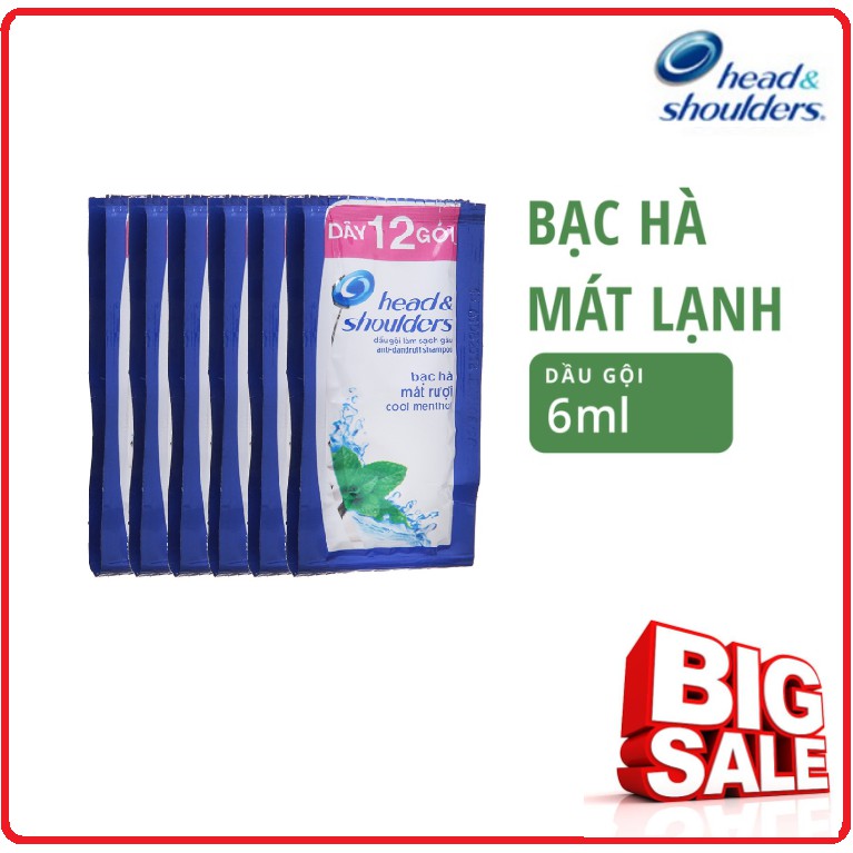 Dầu Gội HEAD &amp; SHOULDERS Bạc Hà Mát Lạnh Dây 6ml x 12 Gói