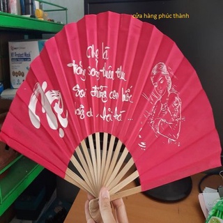 Quạt Vải Vẽ Chữ Thư Pháp ( màu và câu viết thư pháp ngẫu nhiên )