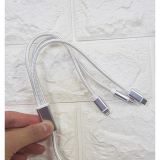 Cáp 3 đầu (Micro Usb, Type C, Lightning ) dây dù dài 1m
