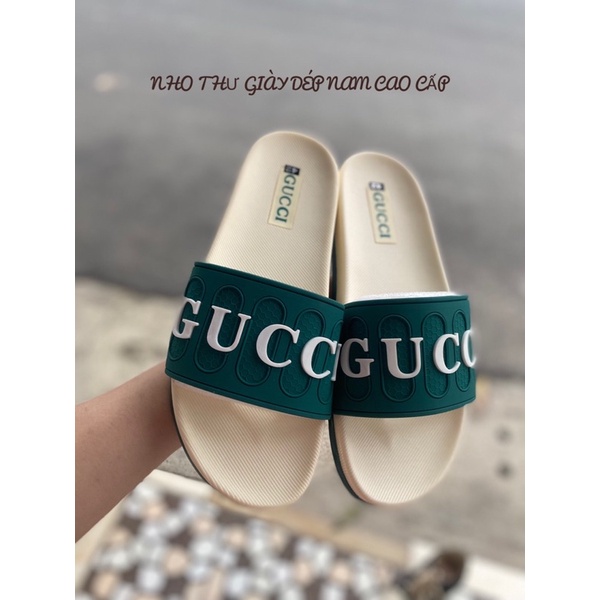 Dép Gucci quai xanh . Dép nam qua ngang siêu cấp đế cao su chóng trơn quai dập Full box