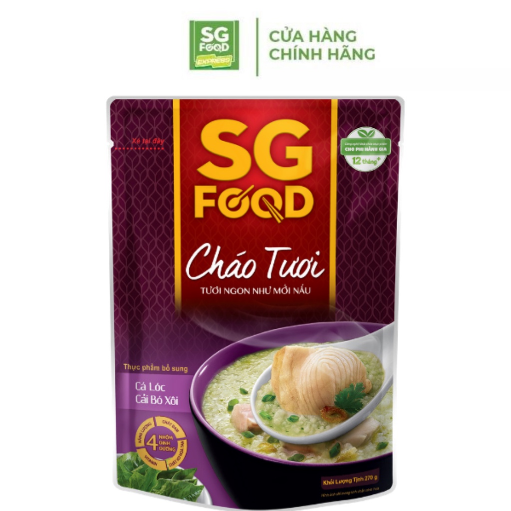 Cháo Tươi Sài Gòn Food Cá Lóc & Cải Bó Xôi 240g