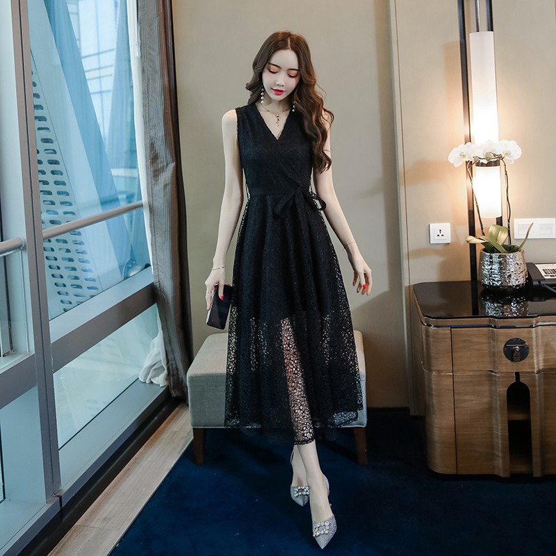 Đầm Ren Cao Cấp Sát Nách Đuôi Dài Phong Cách Hàn Quốc Mới